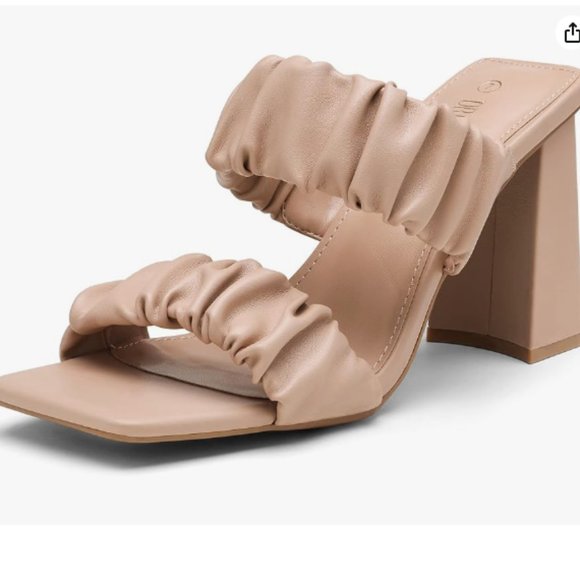 DREAM PAIRS High Heels Chunky Block Square Toe Heels Size 7 - Picture 2 of 5